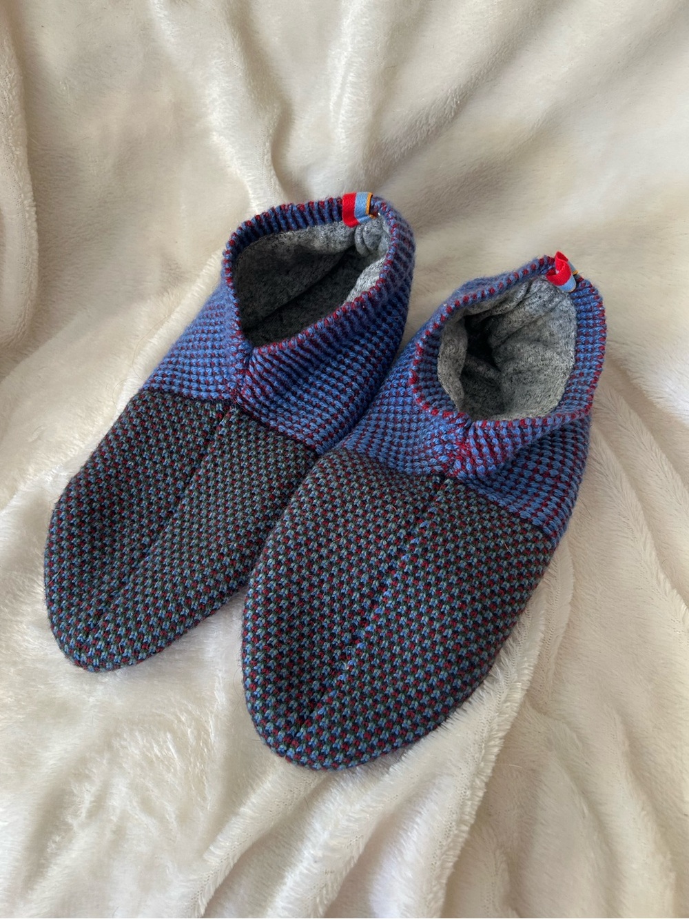 Bombas adult gripper slipper size L or womens 12-14 mens 10-12.5 blue gray knit